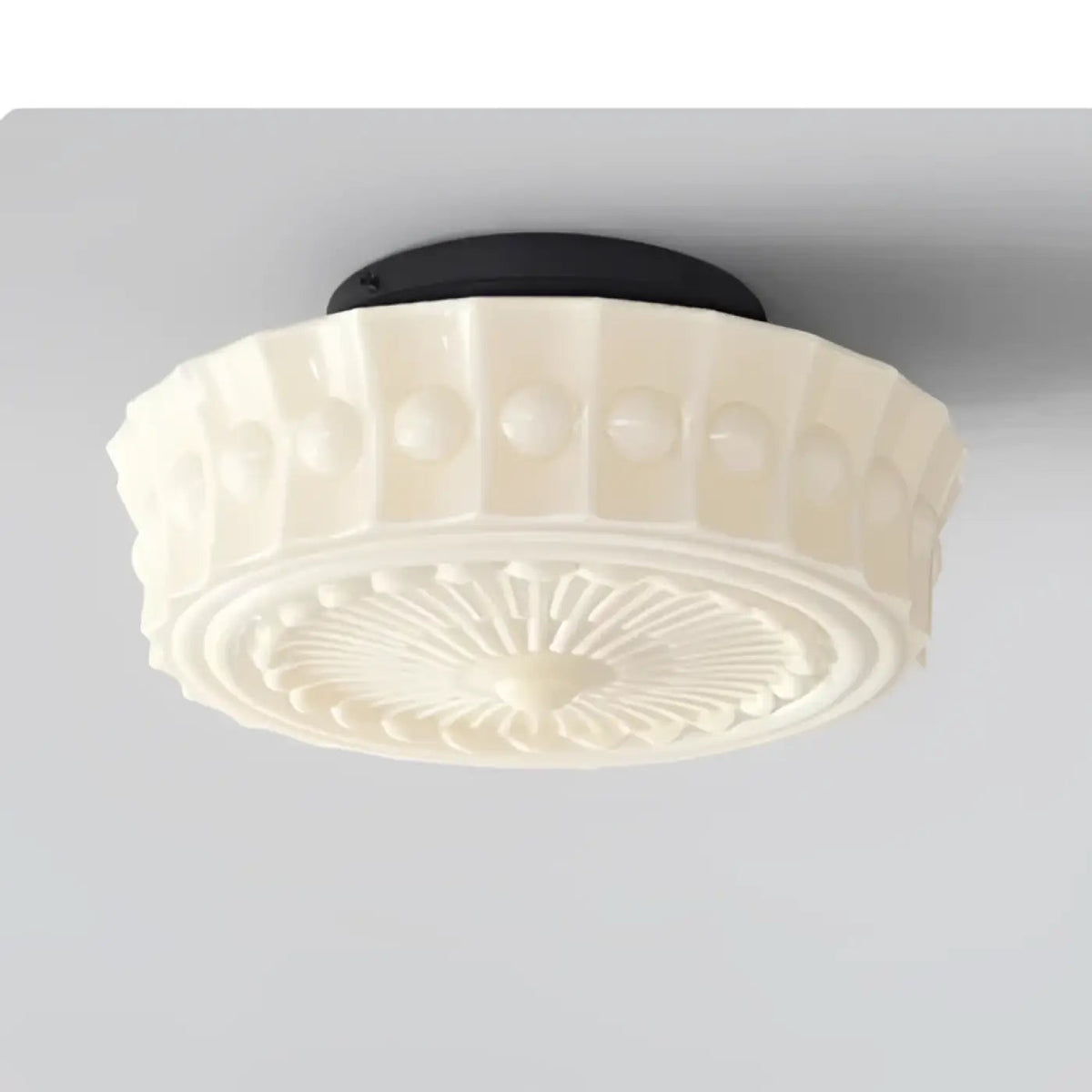 Plafonnier Design Rétro Verre Blanc Sculpté - Dalumea - vue 6