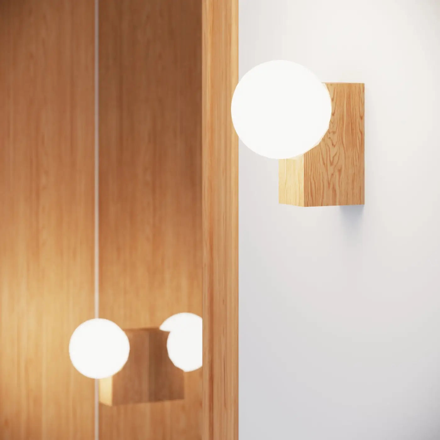 Plafonnier luminaire plafonnier bois naturel 4 globes opalins - bois - Dalumea - vue 11