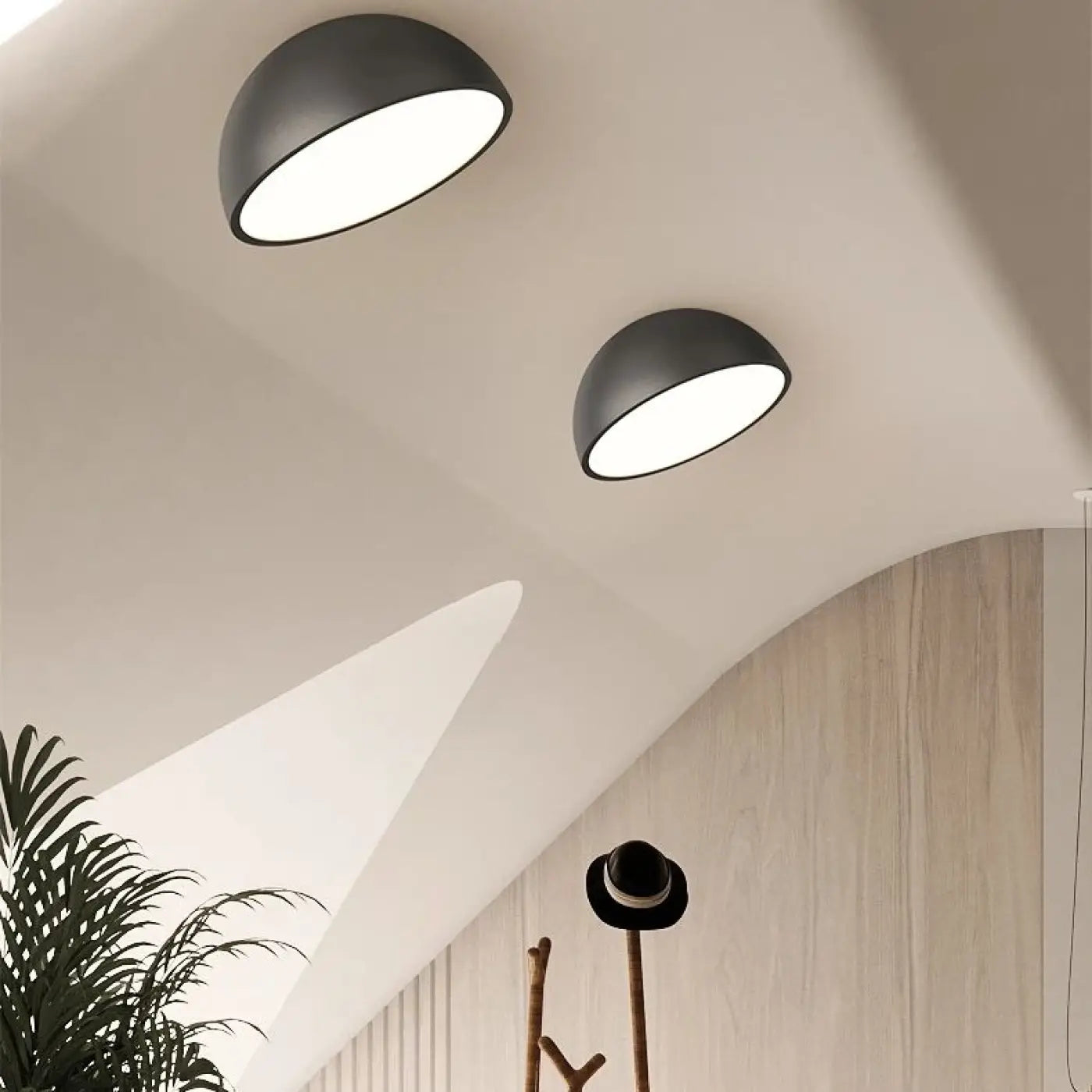 Plafonnier demi sphere bois led design moderne - bois - Dalumea - vue 14