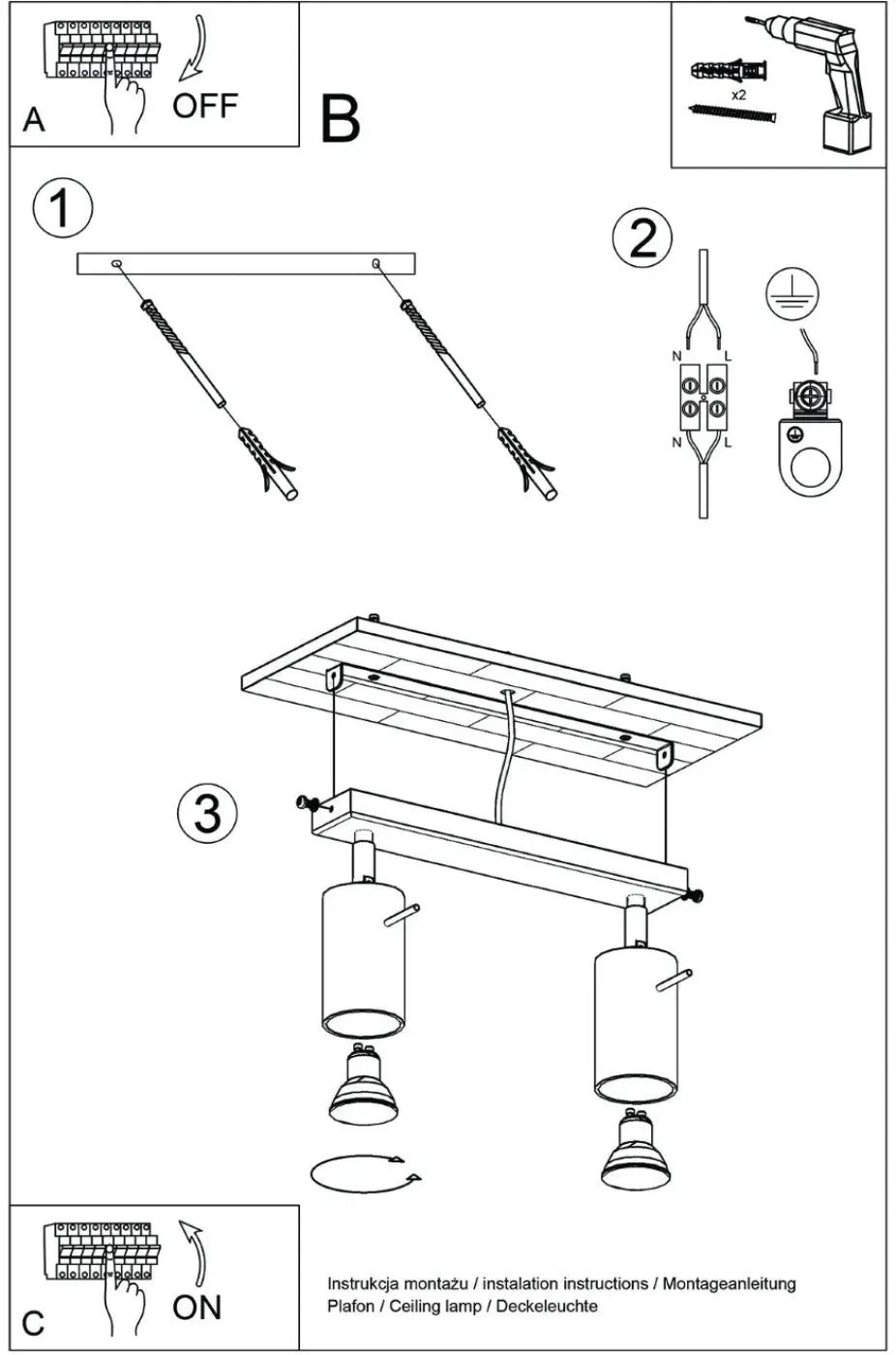Plafonnier luminaire plafonnier rail deux spots cylindriques design beige - beige - Dalumea - vue 13