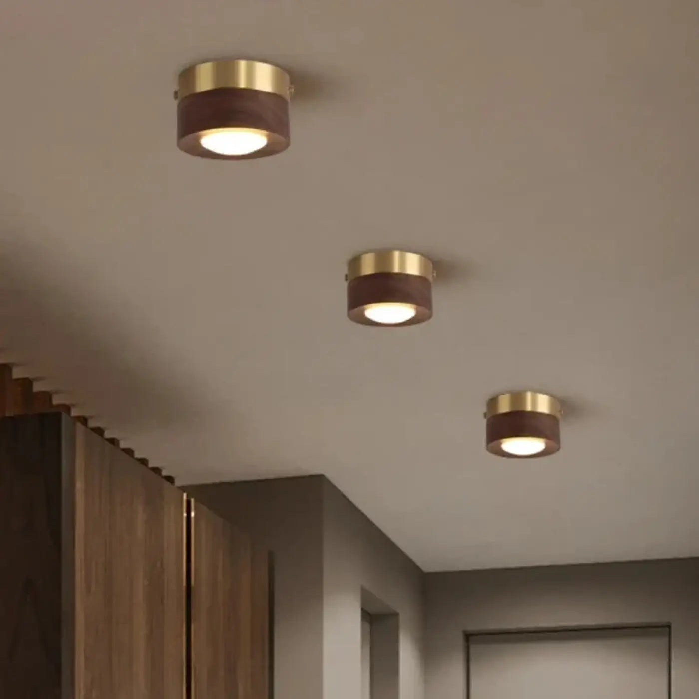 Plafonnier Scandinave Bois Laiton Doré - Dalumea - vue 4