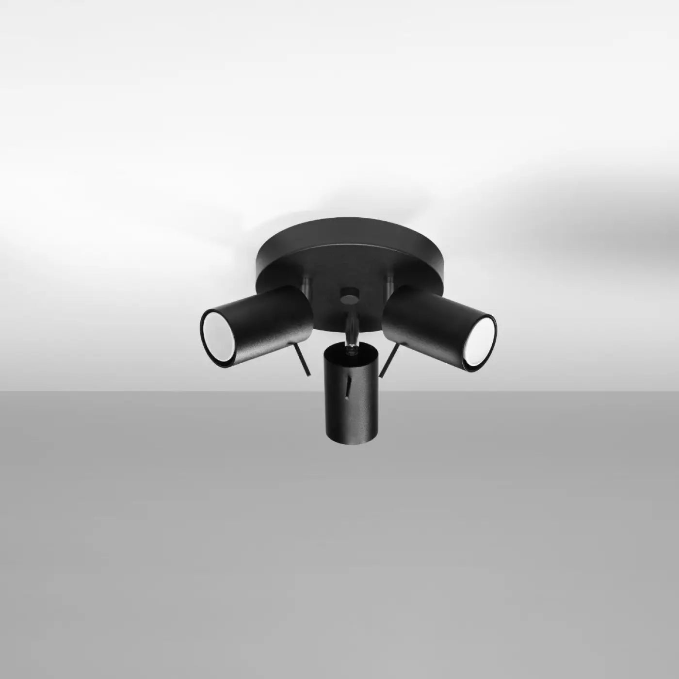 Plafonnier 3 Spots Orientables Base Ronde Noir - Dalumea - vue 2