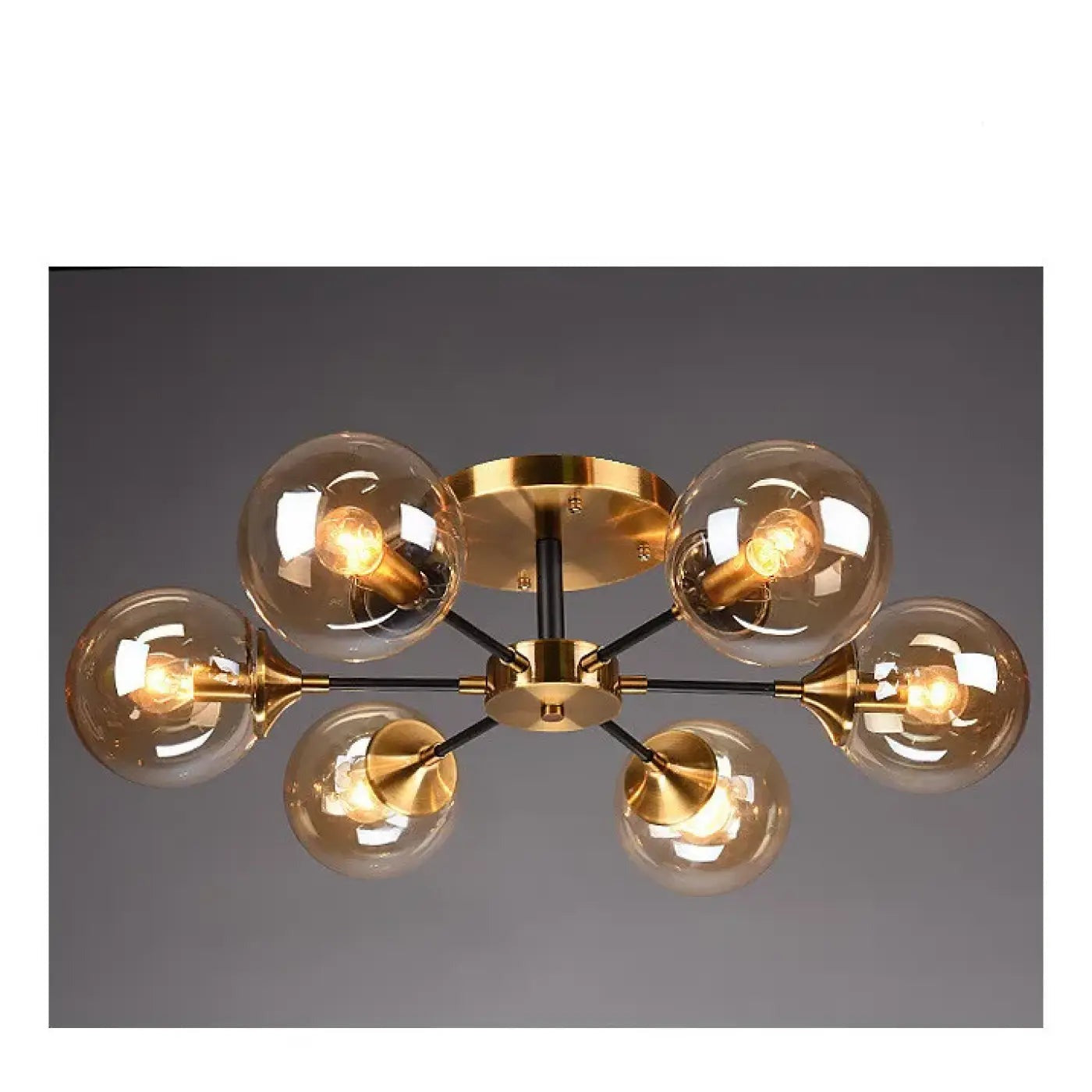 Plafonnier decoratif en verre ambre style vintage - Dalumea - vue 10