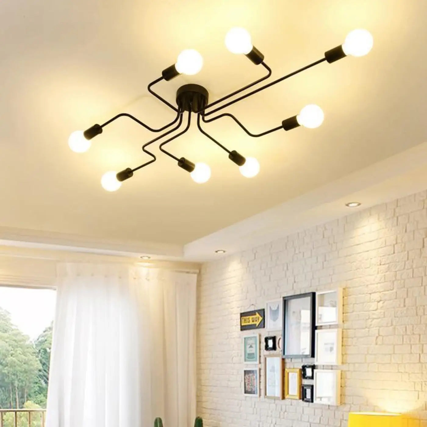 Plafonnier LED Ampoules Apparentes Design Noir - Dalumea - vue 4