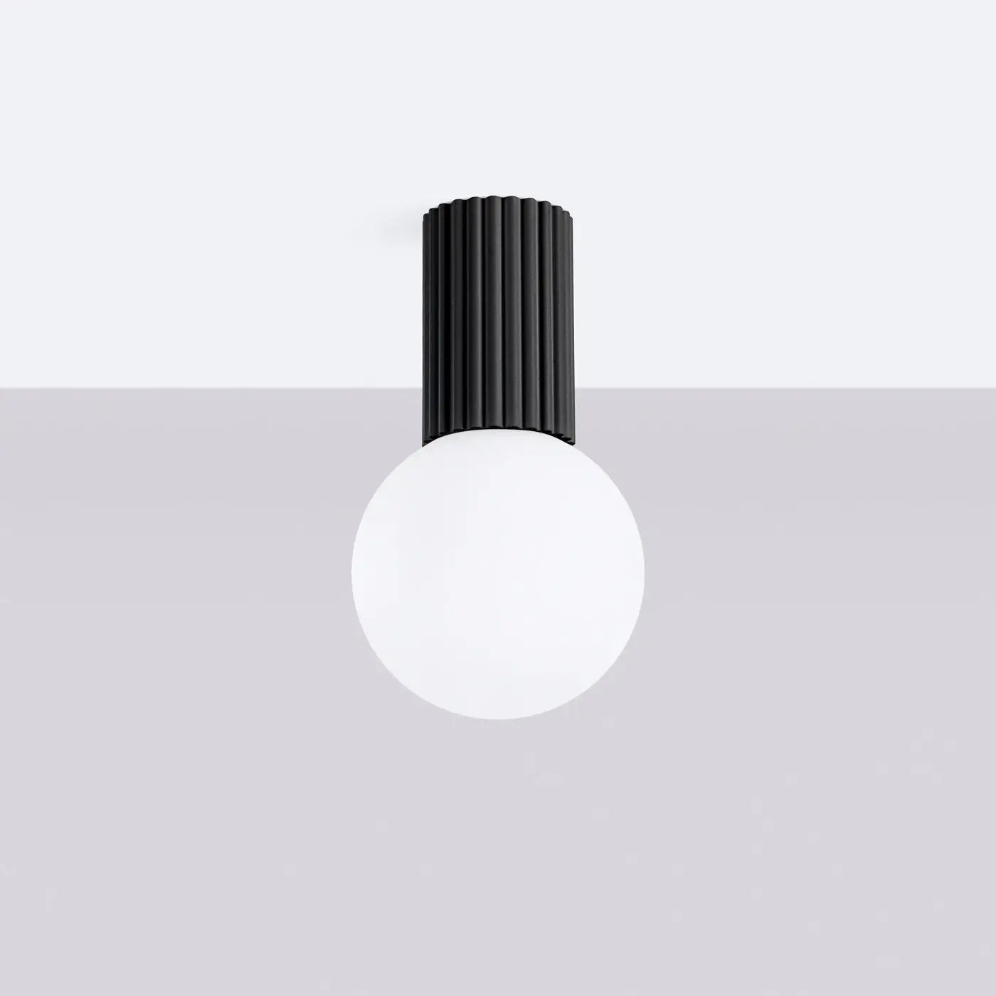 Plafonnier Noir Minimaliste Globe Opalin - Dalumea - vue 2