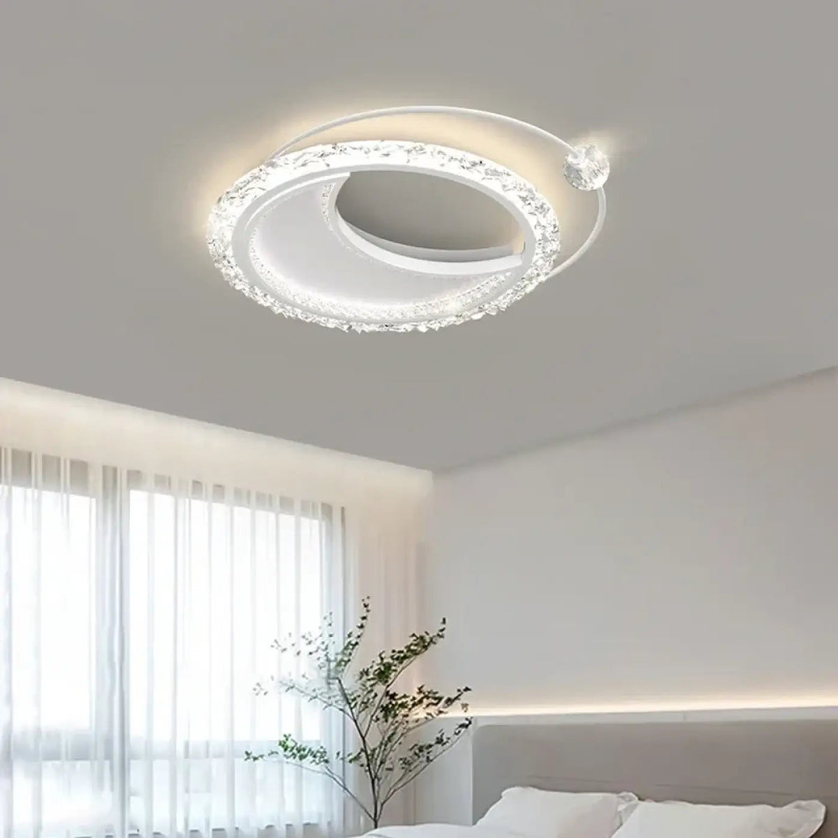 Plafonnier LED Double Anneau Cristal - Dalumea - vue 3