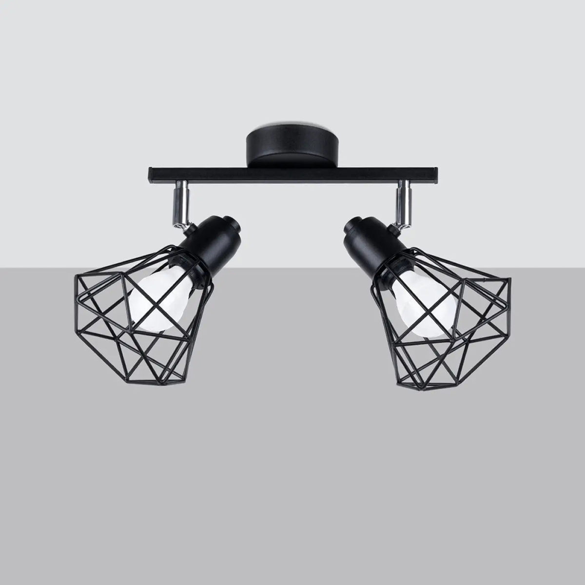 Plafonnier Double Spots Cage Métal Noir - Dalumea - vue 2