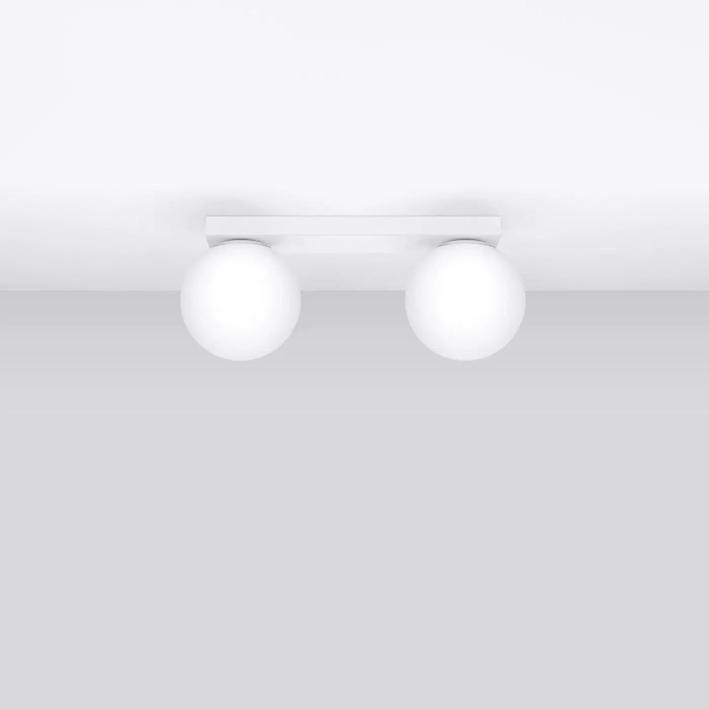 Plafonnier 2 Globes Blanc LED - Dalumea - vue 2