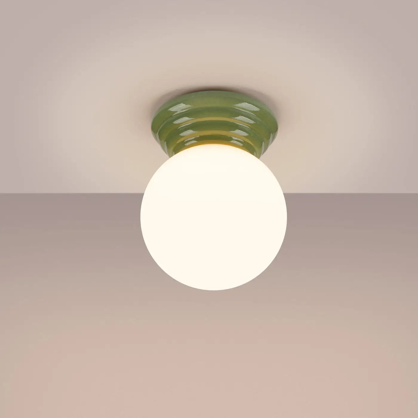 Plafonnier Boule Opaline Vert Céramique - Dalumea - vue 1