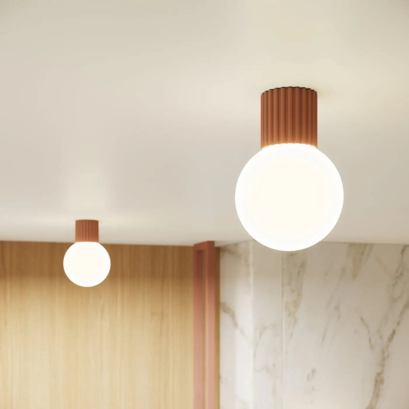 Plafonnier Minimaliste Moka Globe Opalin - Dalumea - vue 8