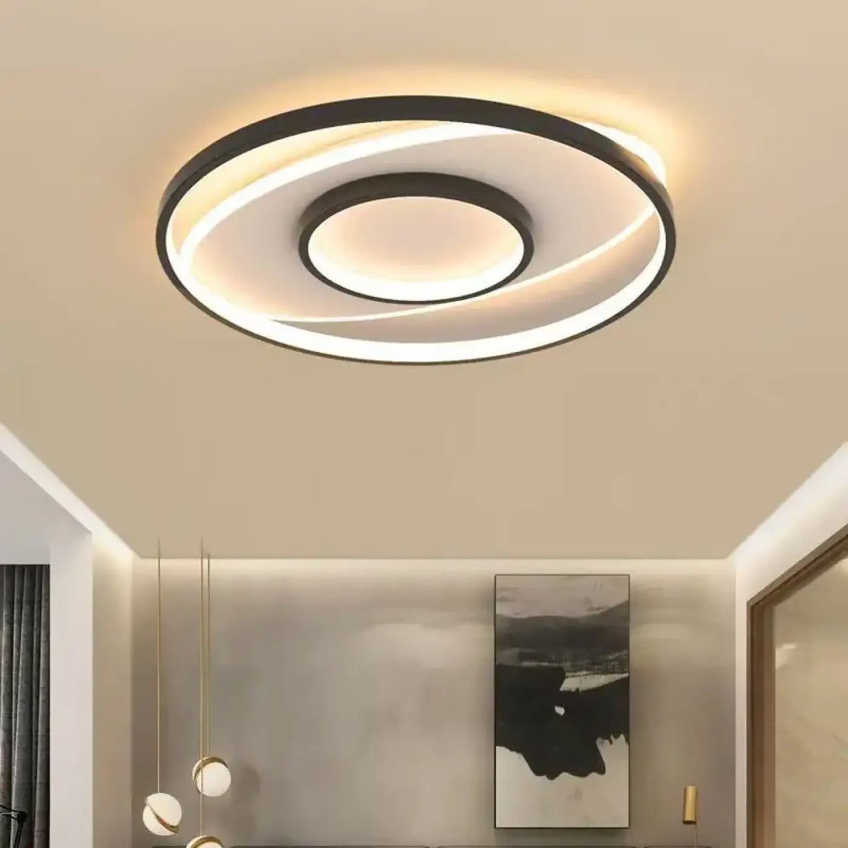 Plafonnier LED Rond Spirale Noire Minimaliste - Dalumea - vue 2