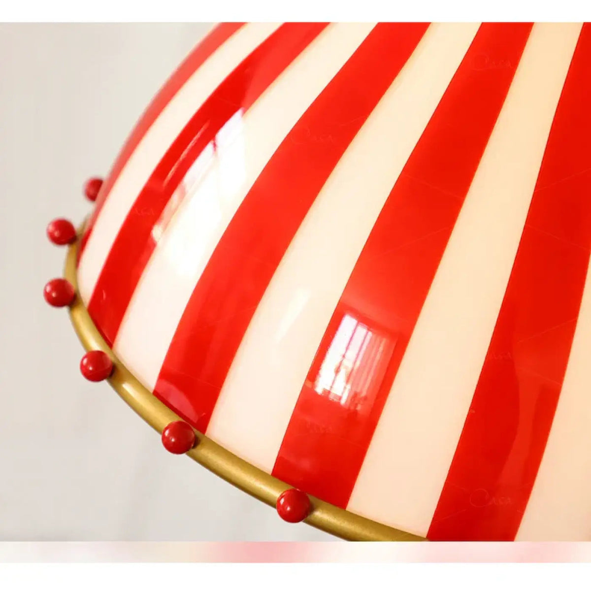 Suspension Luminaire Vintage Rouge Rayé - Dalumea - vue 2