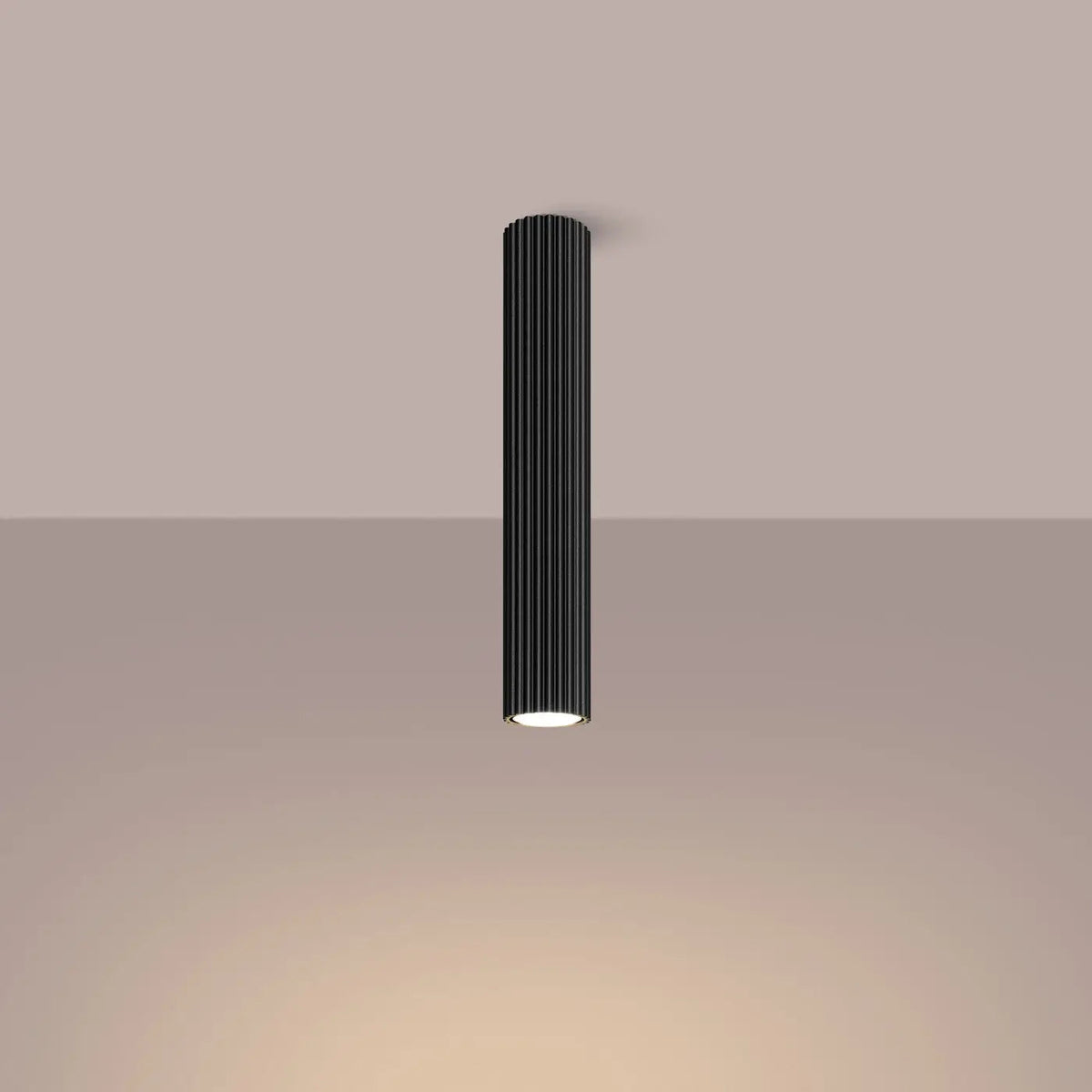Plafonnier Cylindrique Cannelé Noir - Dalumea - 40 cm