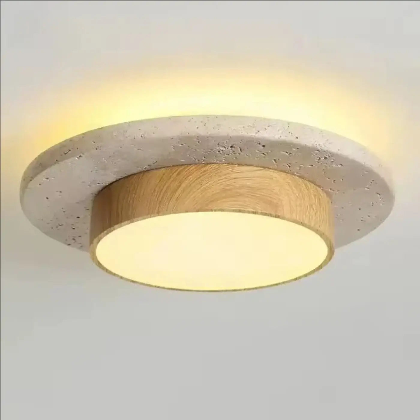 Plafonnier Rond Bois et Minéral Scandinave - Dalumea - vue 1