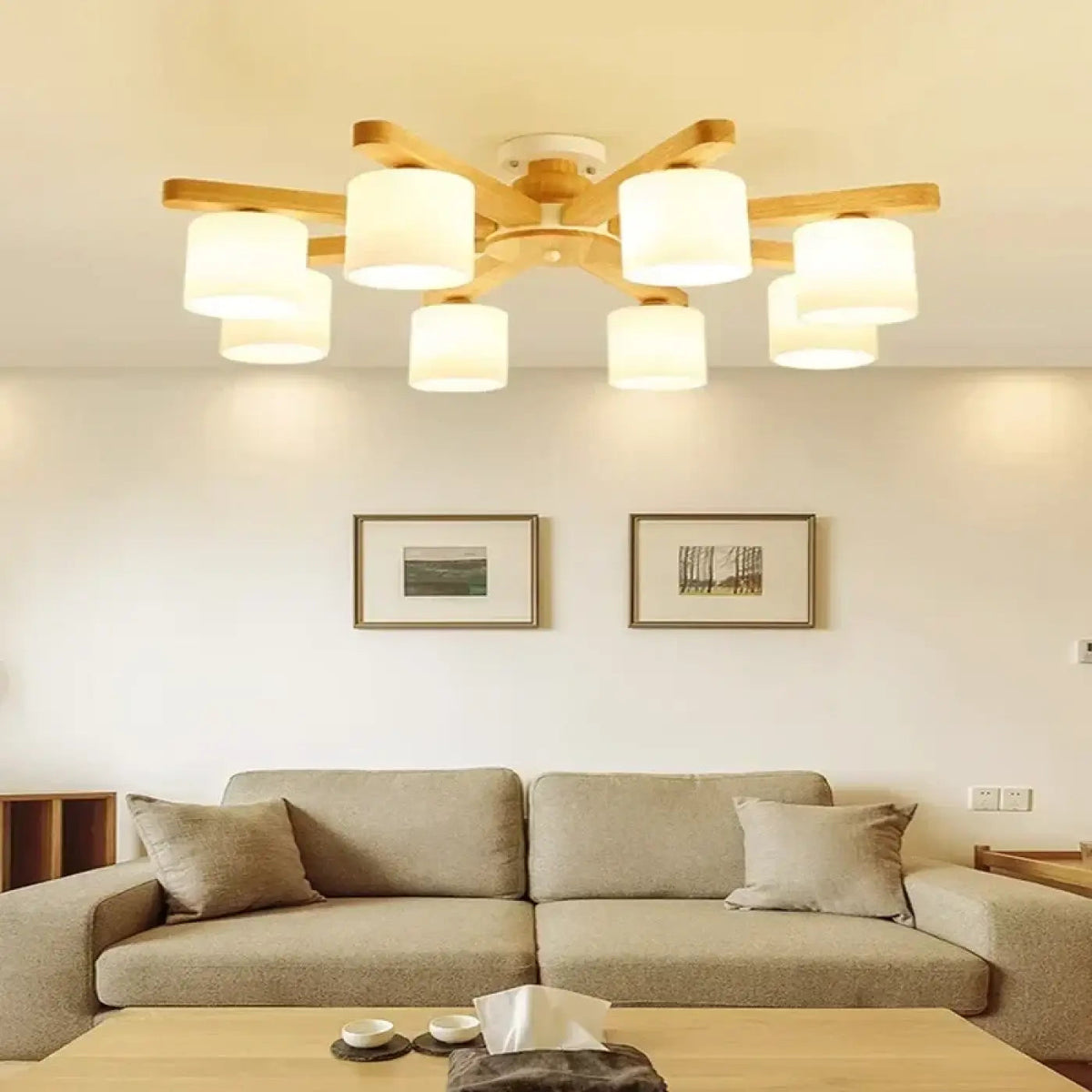 Plafonnier Scandinave Bois Métal Vert Blanc - Dalumea - vue 5