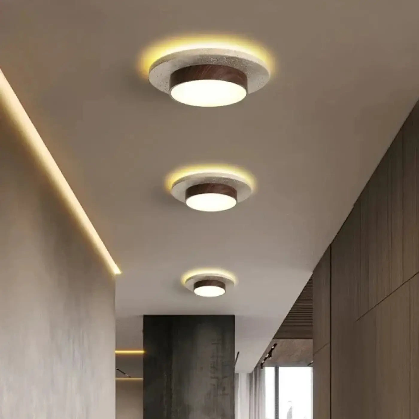 Plafonnier LED Bois Noyer Pierre - Dalumea - vue 1