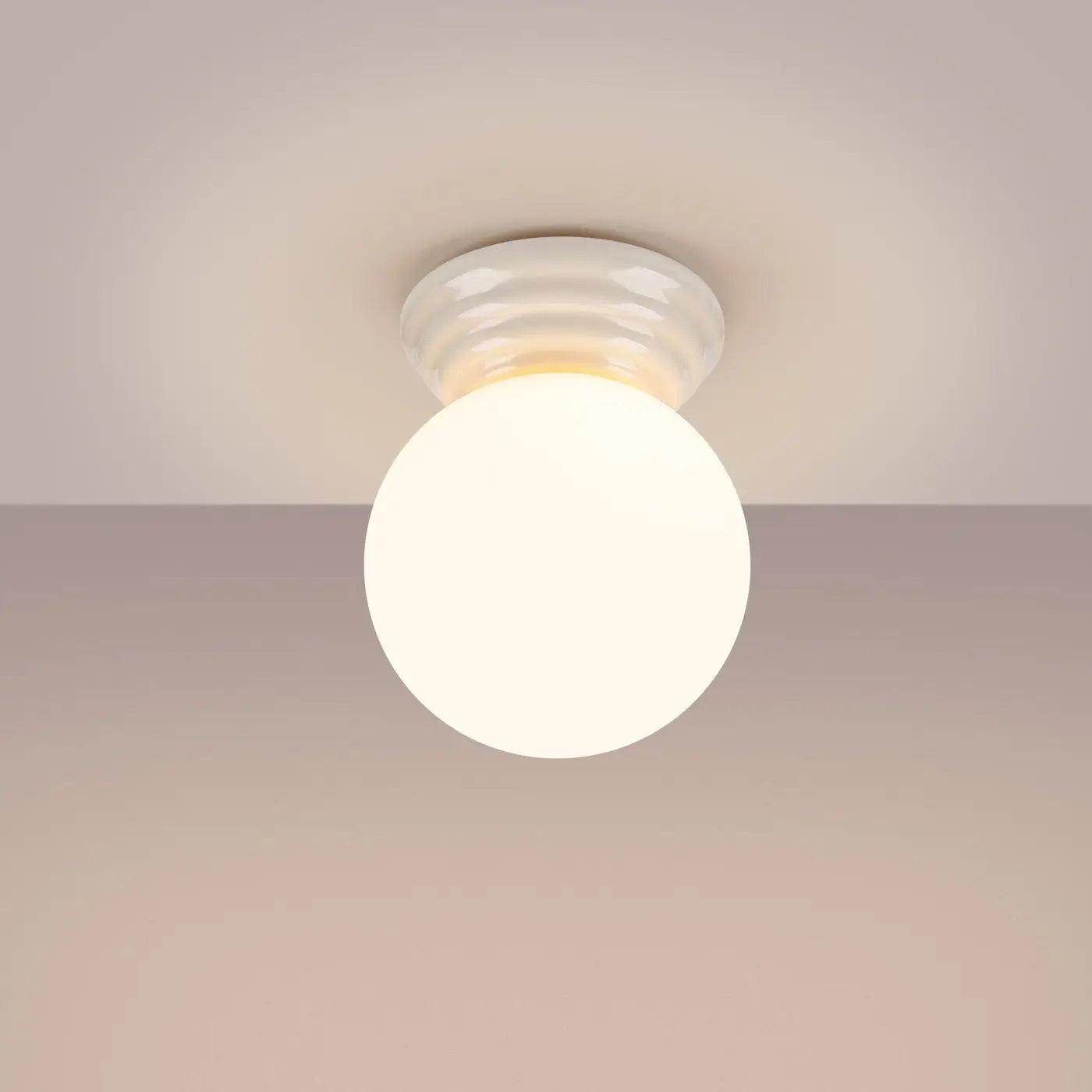 Plafonnier Boule Opaline Blanc - Dalumea - vue 1