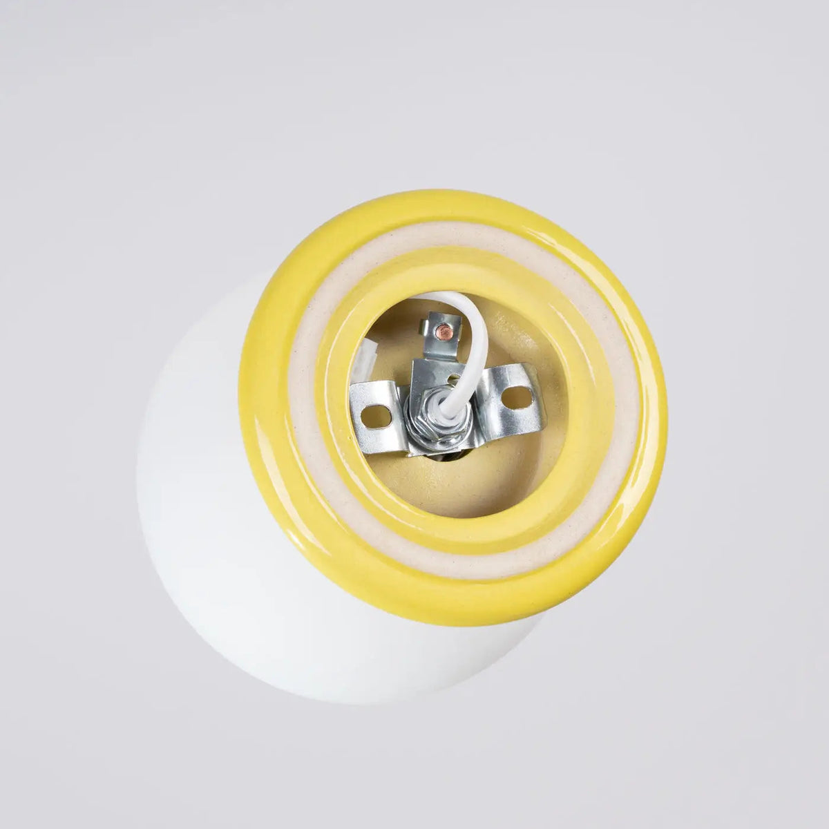 Plafonnier luminaire plafonnier boule opaline jaune design moderne ceramique - blanc - Dalumea - vue 1
