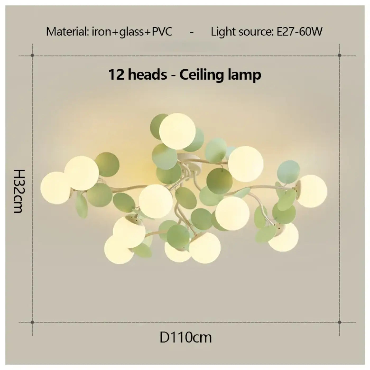 Plafonnier Globes LED Vert Clair - Dalumea - vue 9