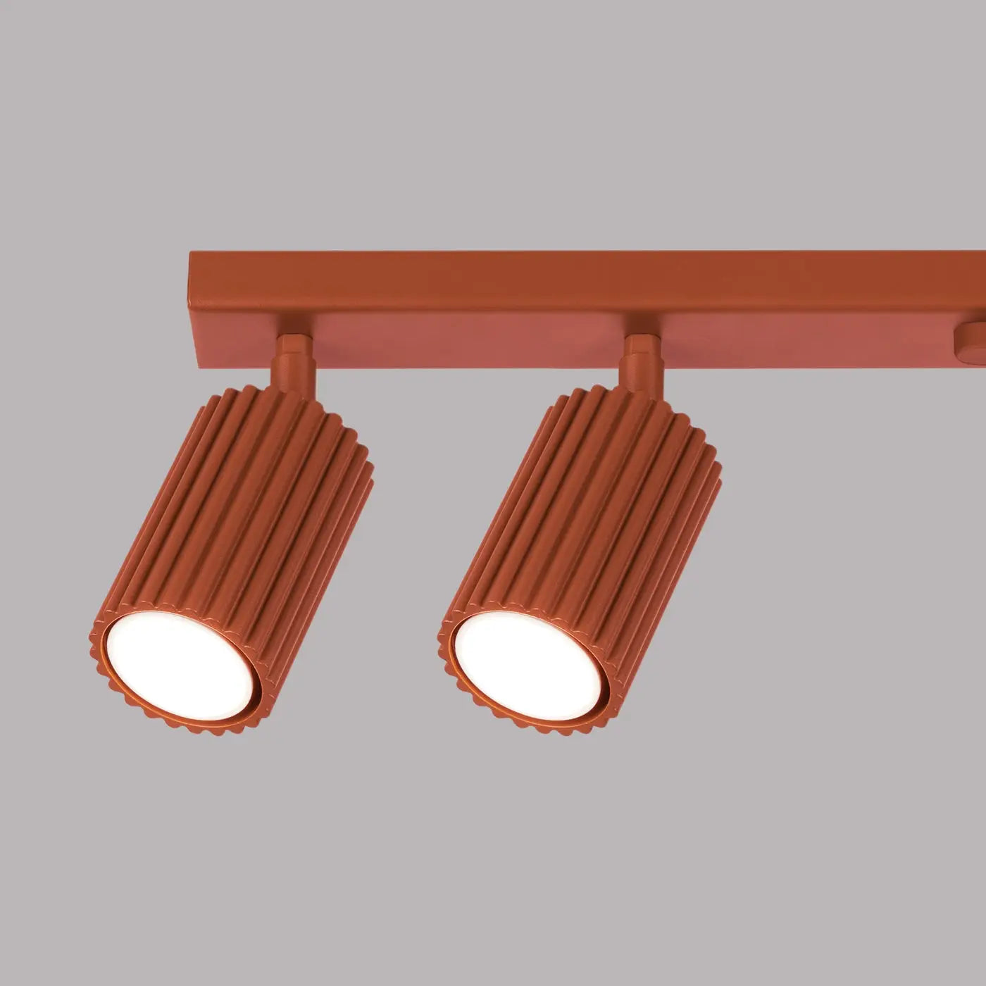 Plafonnier 6 Spots Orientables Cannelé Rouge Ocre - Dalumea - vue 5
