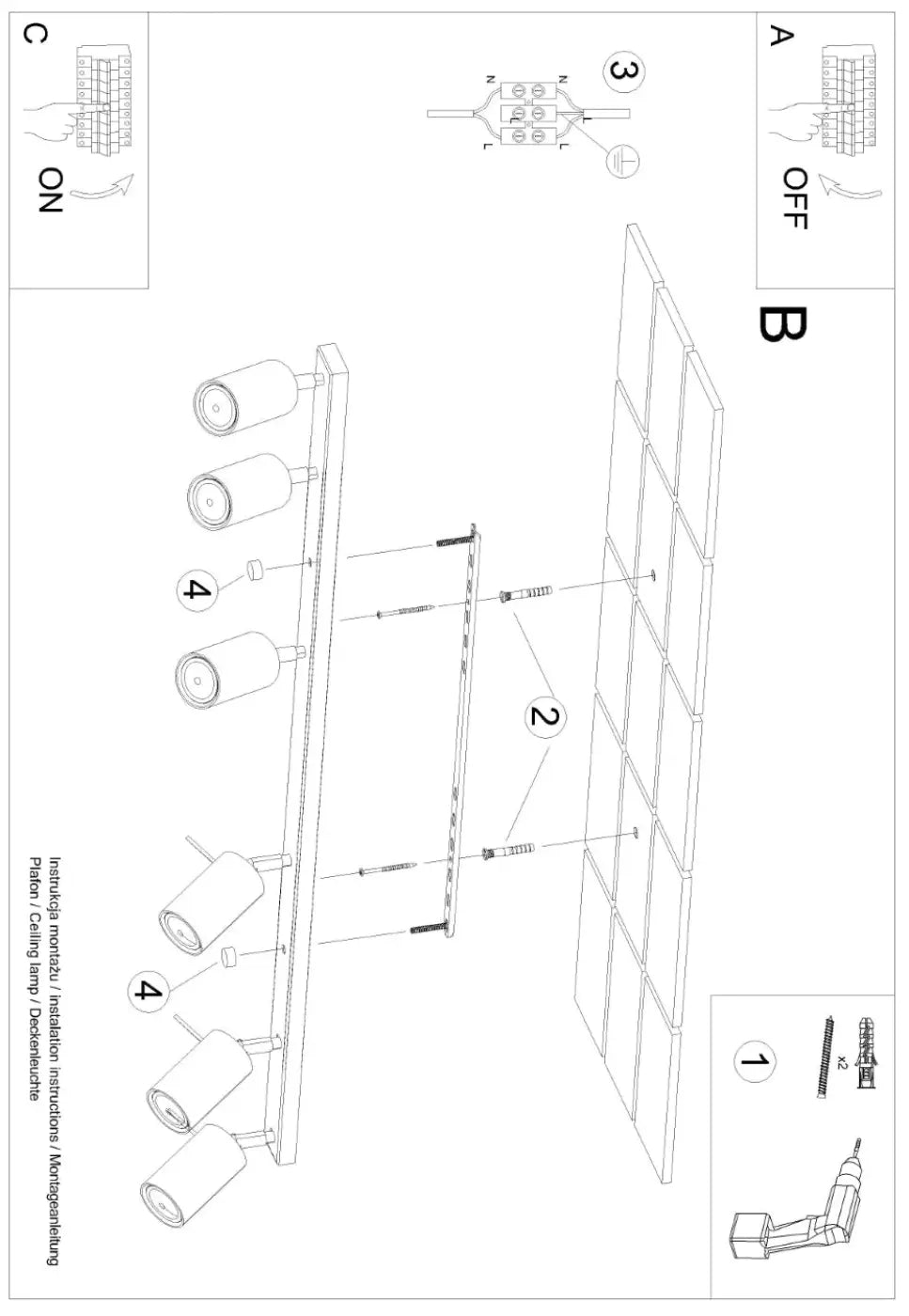 Plafonnier luminaire plafonnier rouge ocre a 6 spots tubulaires modernes - Dalumea - vue 13