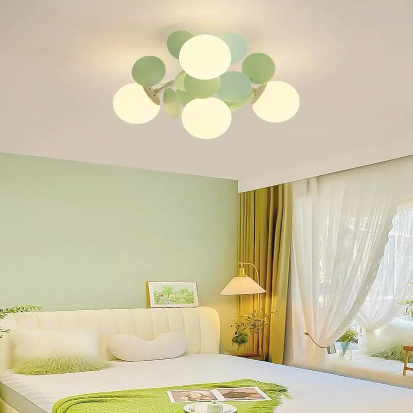 Plafonnier Globes LED Vert Clair - Dalumea - vue 2