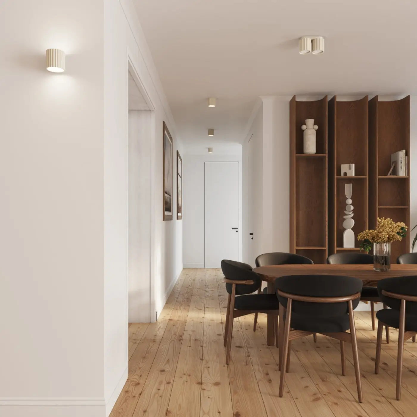 Plafonnier Cylindre Strié Beige - Dalumea - vue 7