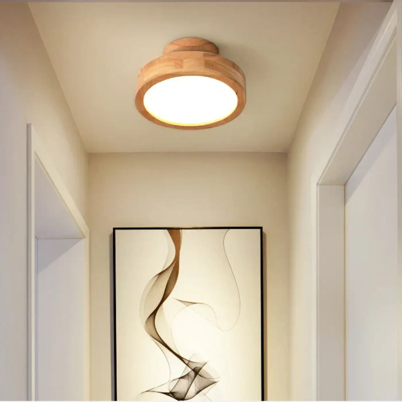 Plafonnier Bois LED Design Moderne - Dalumea - vue 3