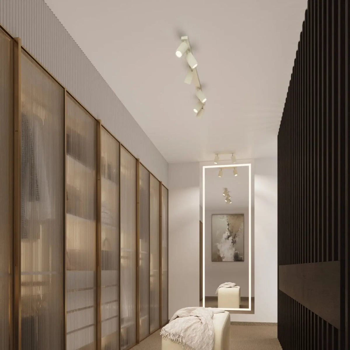 Plafonnier 4 Spots Orientables Base Carrée Beige - Dalumea - vue 8