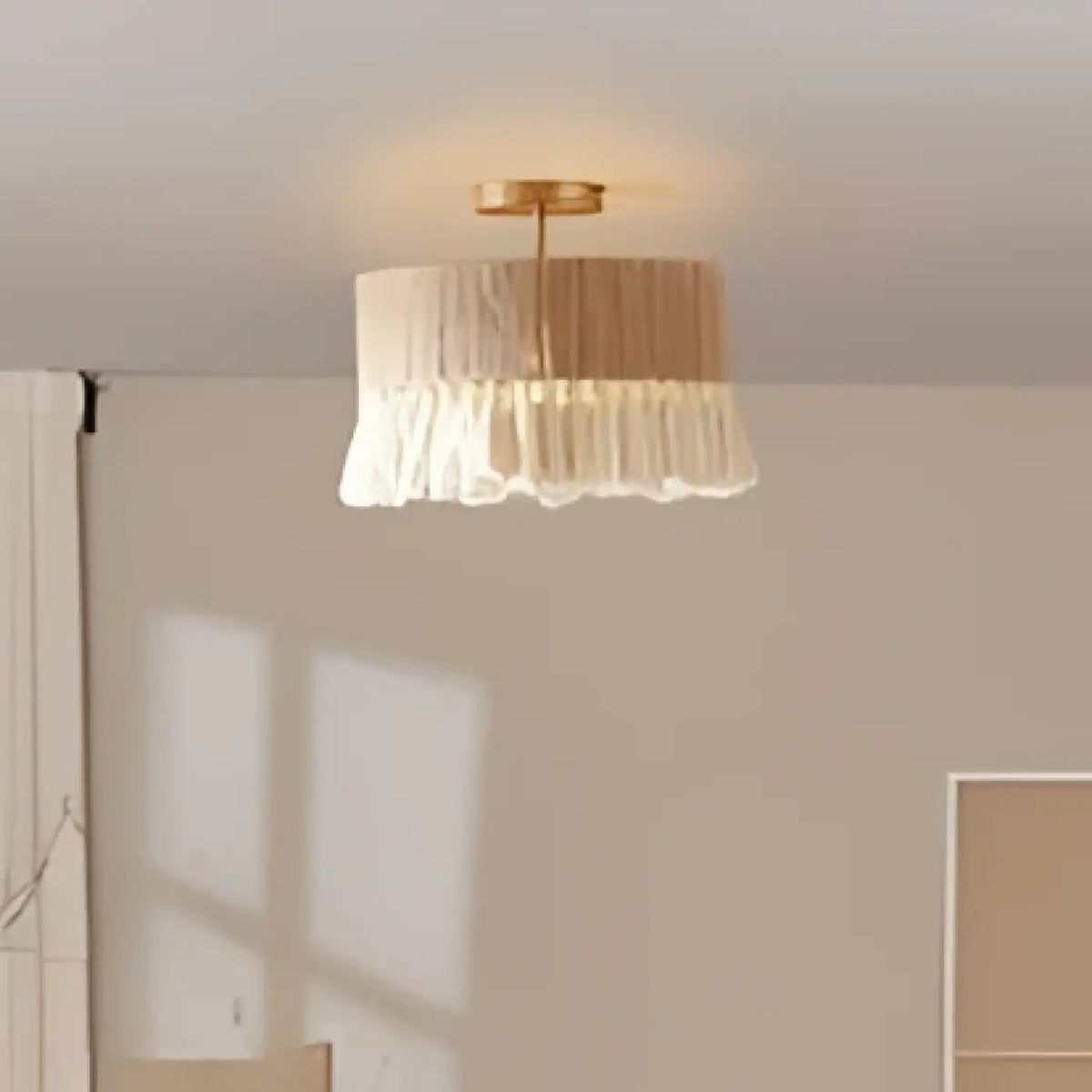 Plafonnier Tissu Naturel Franges Bohème - Dalumea - vue 2