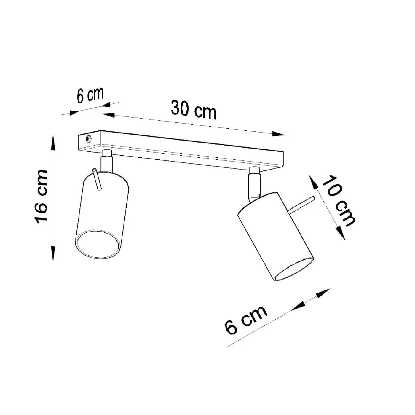 Plafonnier 2 Spots Cylindriques Chrome - Dalumea - vue 6