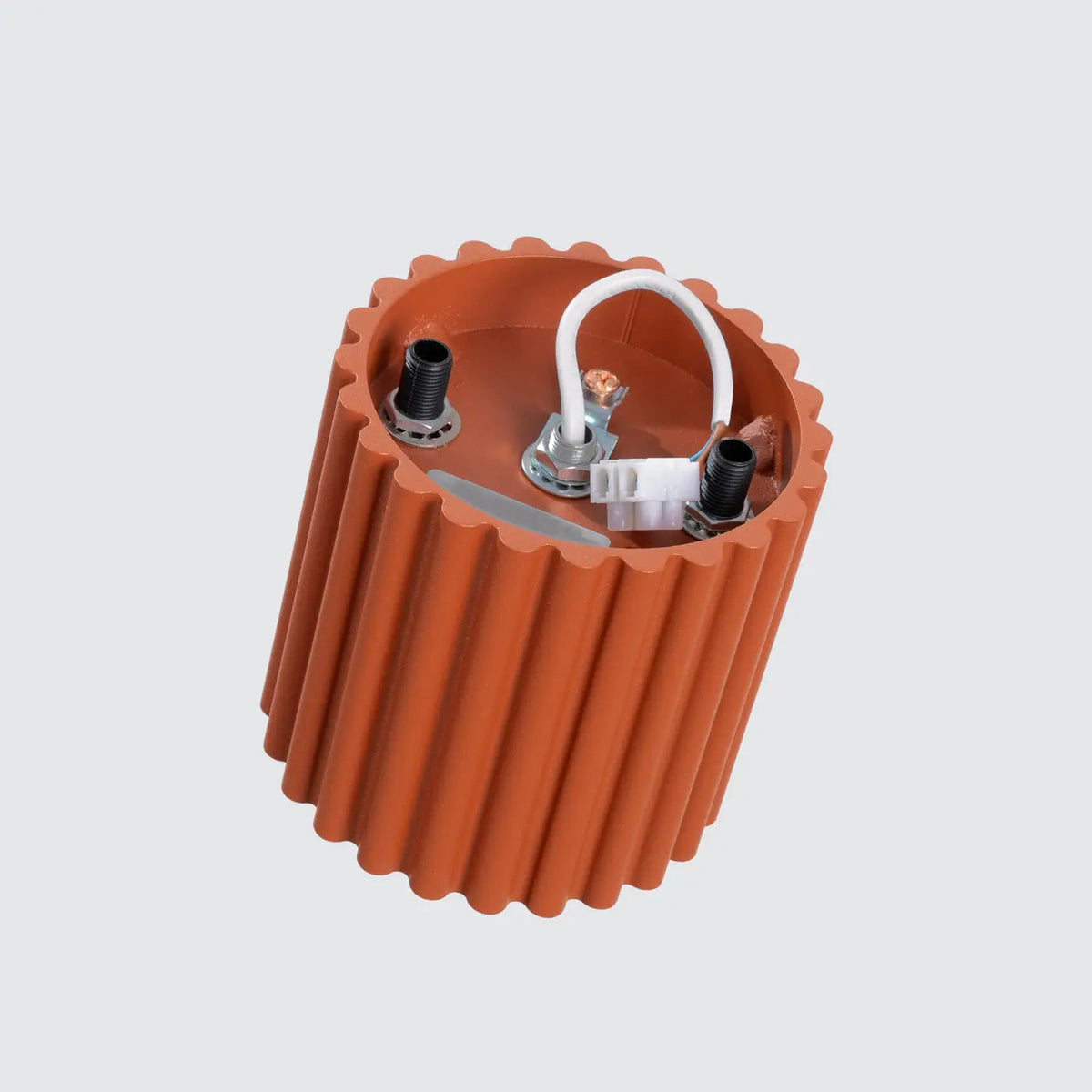 Plafonnier Cylindrique Strié Ouverture Lisse Rouge Ocre - Dalumea - vue 5