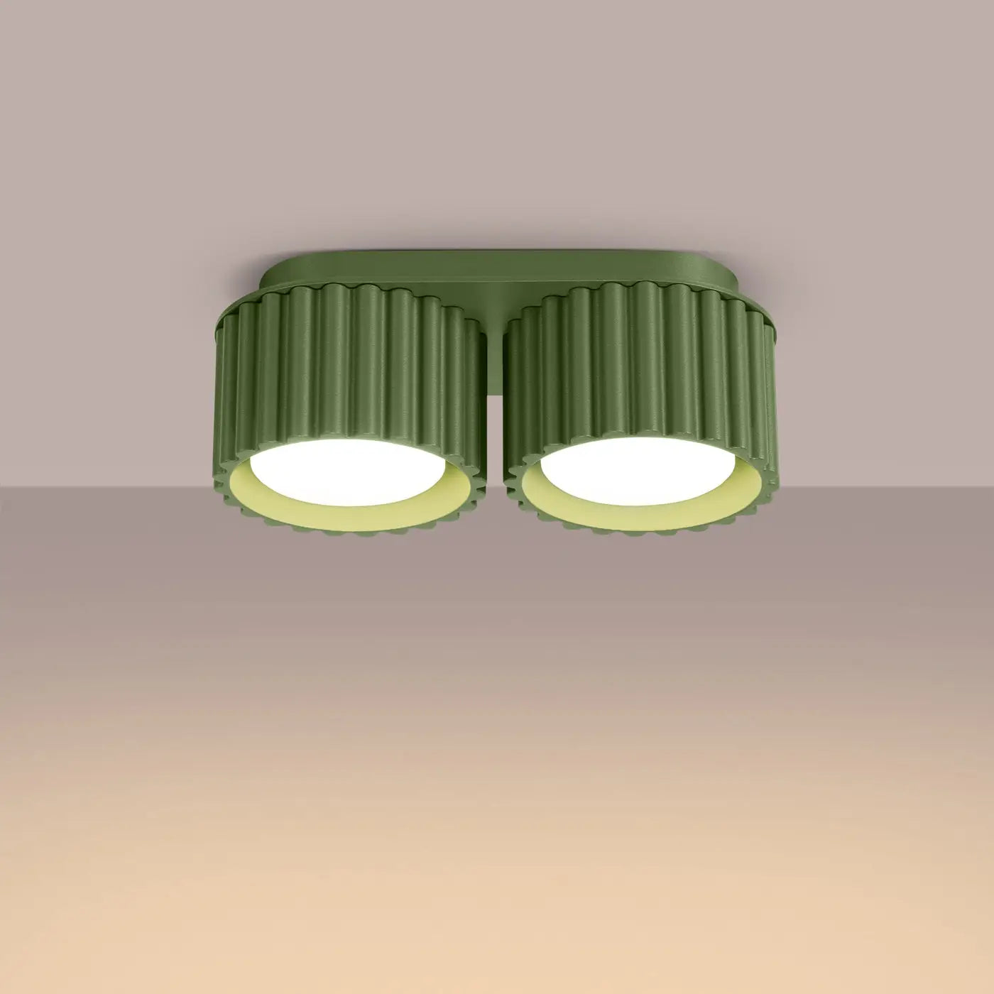 Plafonnier Double Spot Vert Olive - Dalumea - vue 1
