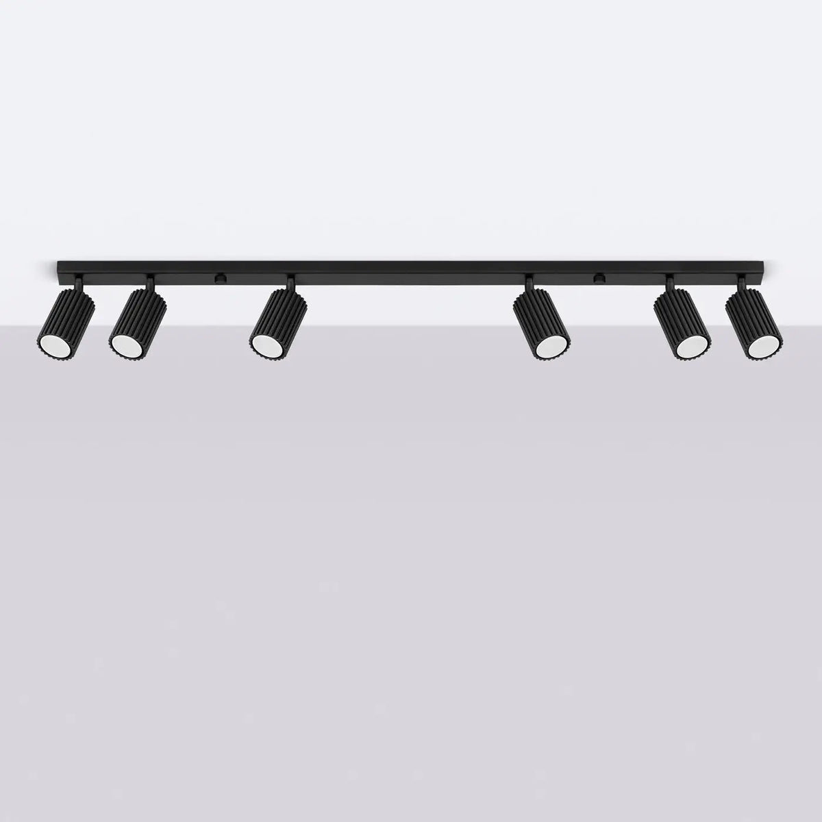 Plafonnier 6 Spots Orientables Cannelé Noir - Dalumea - vue 2