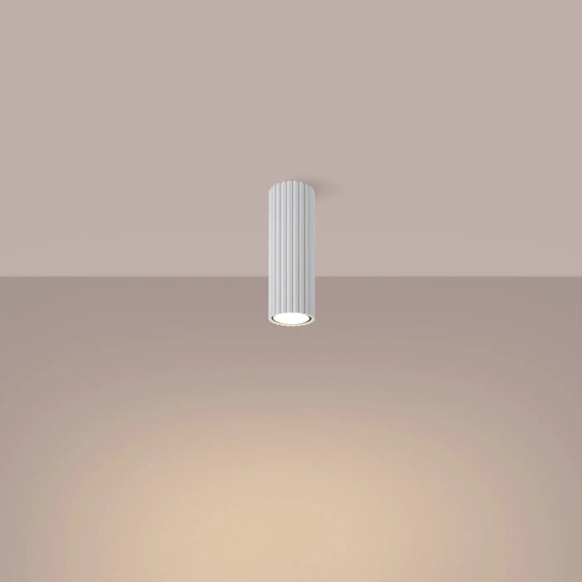 Plafonnier Cylindrique Cannelé Blanc - Dalumea - 20 cm