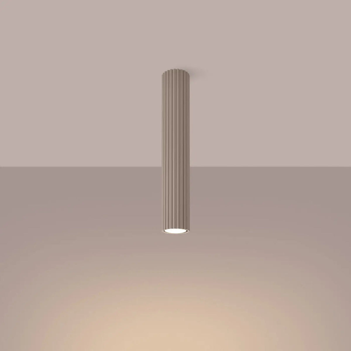 Plafonnier Cylindrique Cannelé Taupe - Dalumea - 40 cm