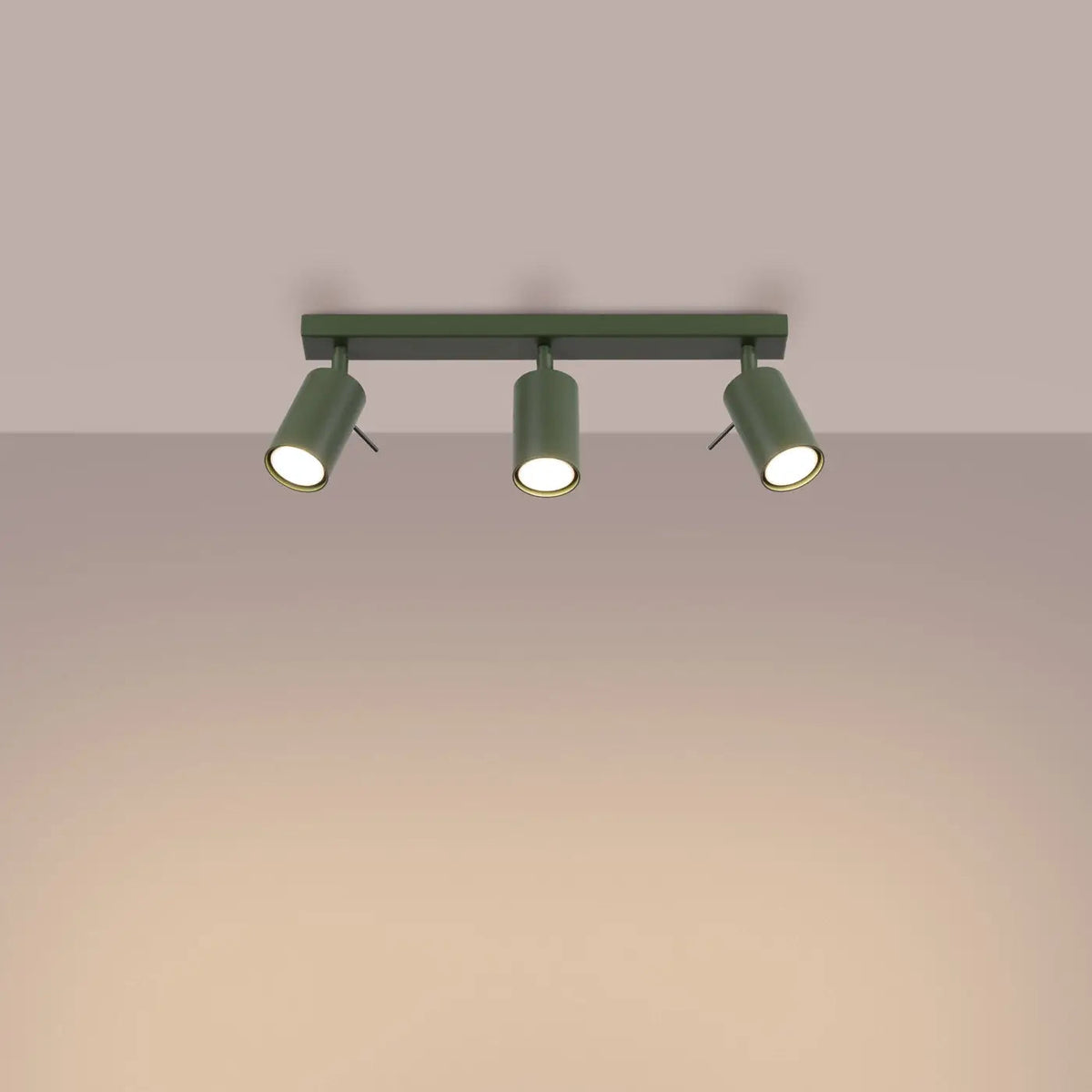 Plafonnier Rail 3 Spots Vert Olive - Dalumea - vue 1