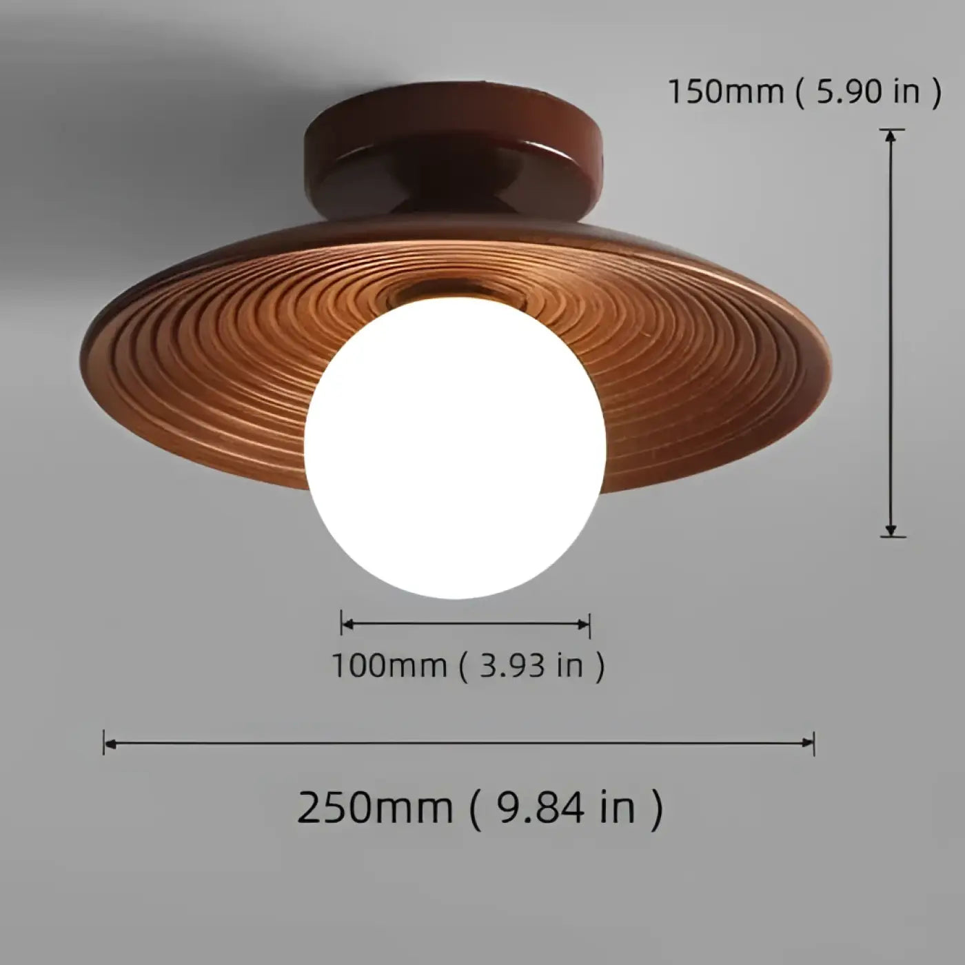Plafonnier Bois Noyer Métal LED - Dalumea - vue 8