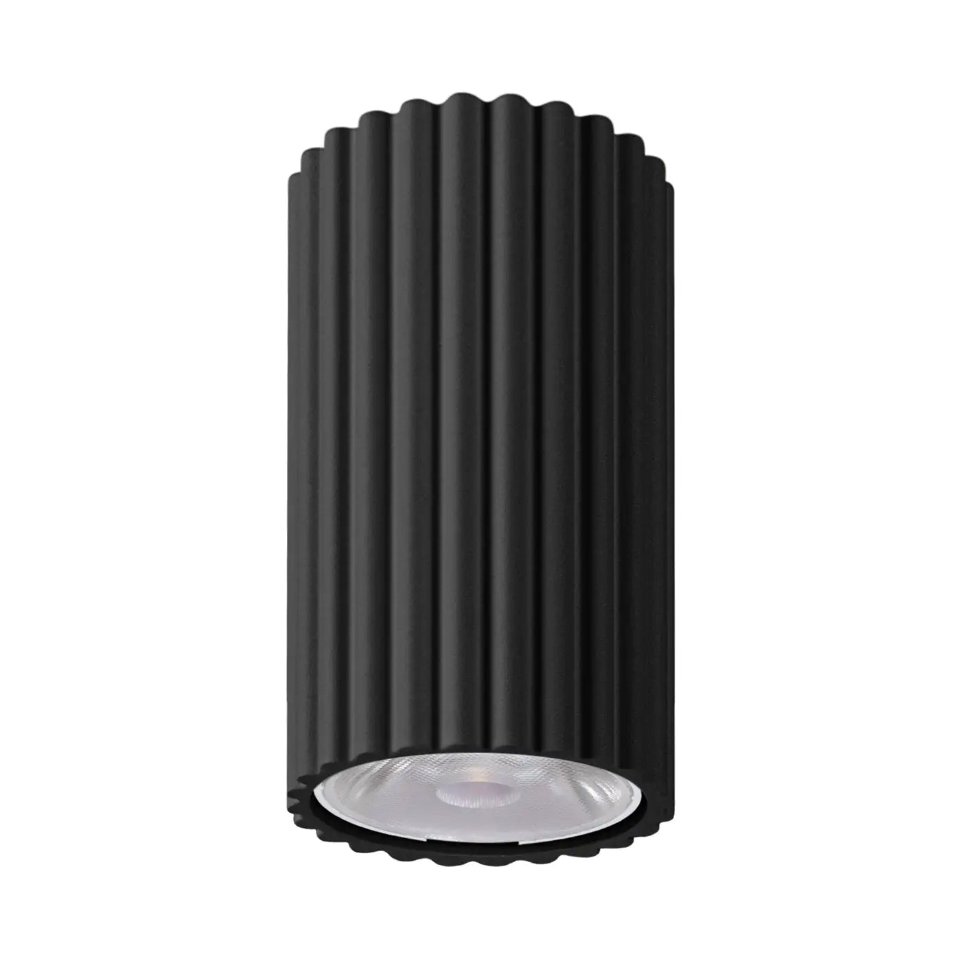 Plafonnier Cylindrique Strié Noir LED - Dalumea - vue 1