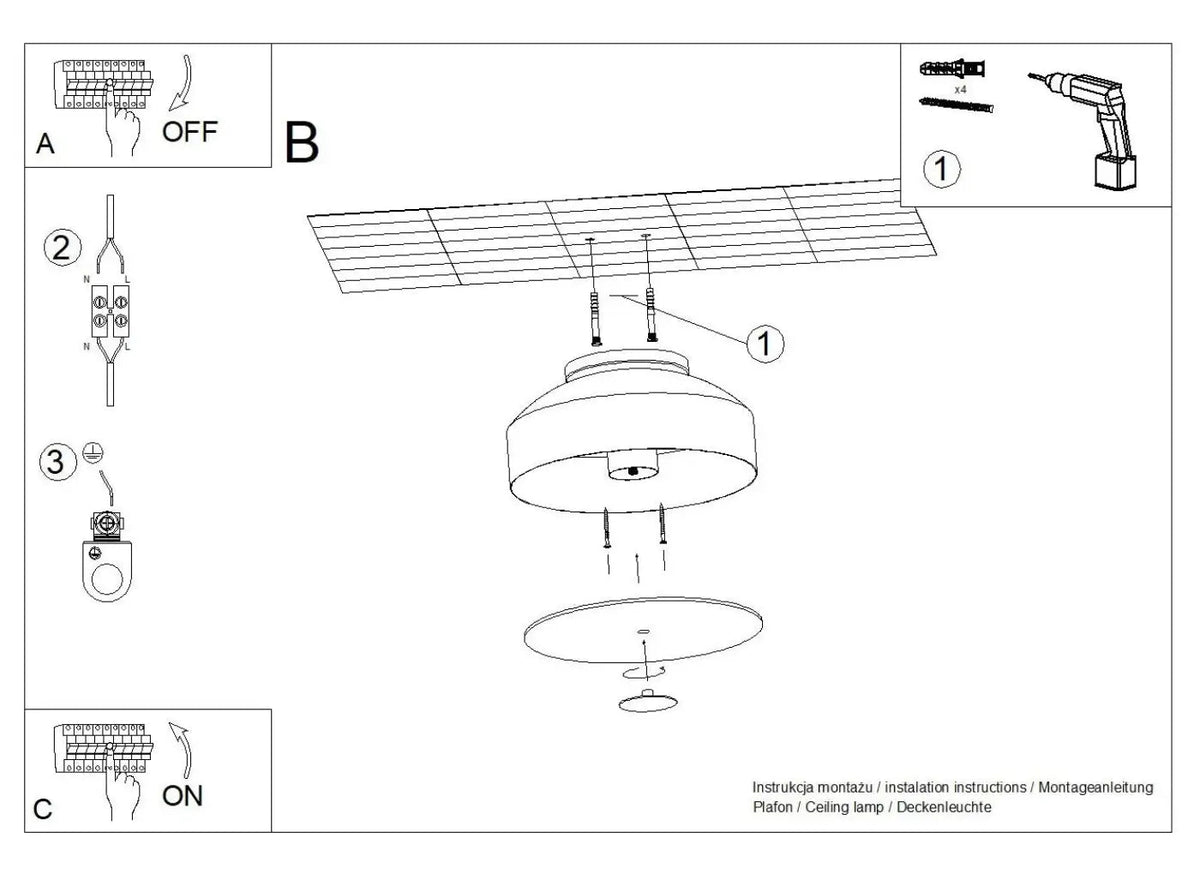 Plafonnier luminaire plafonnier noir style contemporain - noir - Dalumea - vue 12