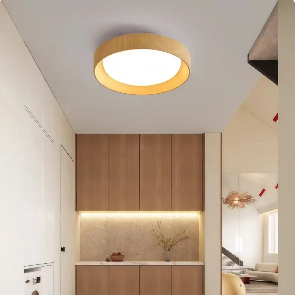 Plafonnier LED Bois Rond Style Scandinave - Dalumea - vue 2