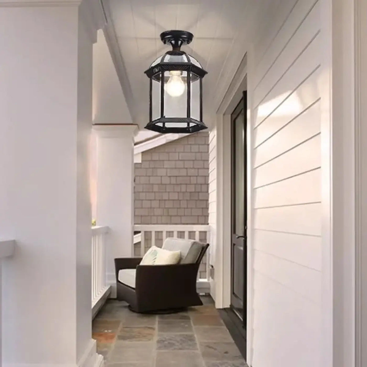 Plafonnier Extérieur Vintage Métal Noir - Dalumea - vue 1