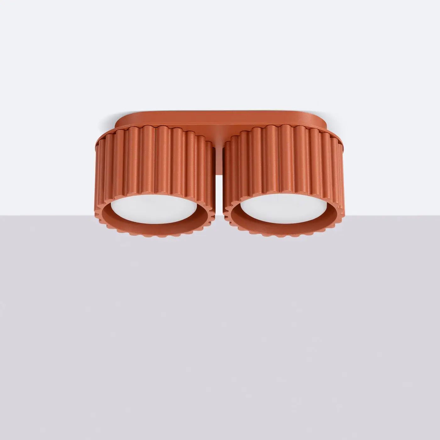 Plafonnier Double Spot Base Arrondie Rouge Ocre - Dalumea - vue 2