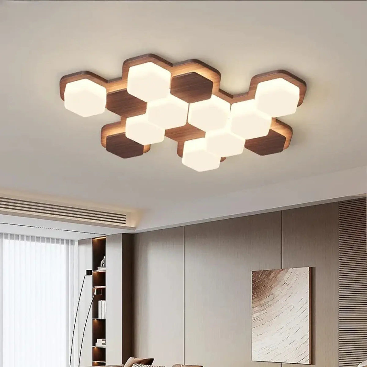 Plafonnier LED Géométrique Bois - Dalumea - vue 1