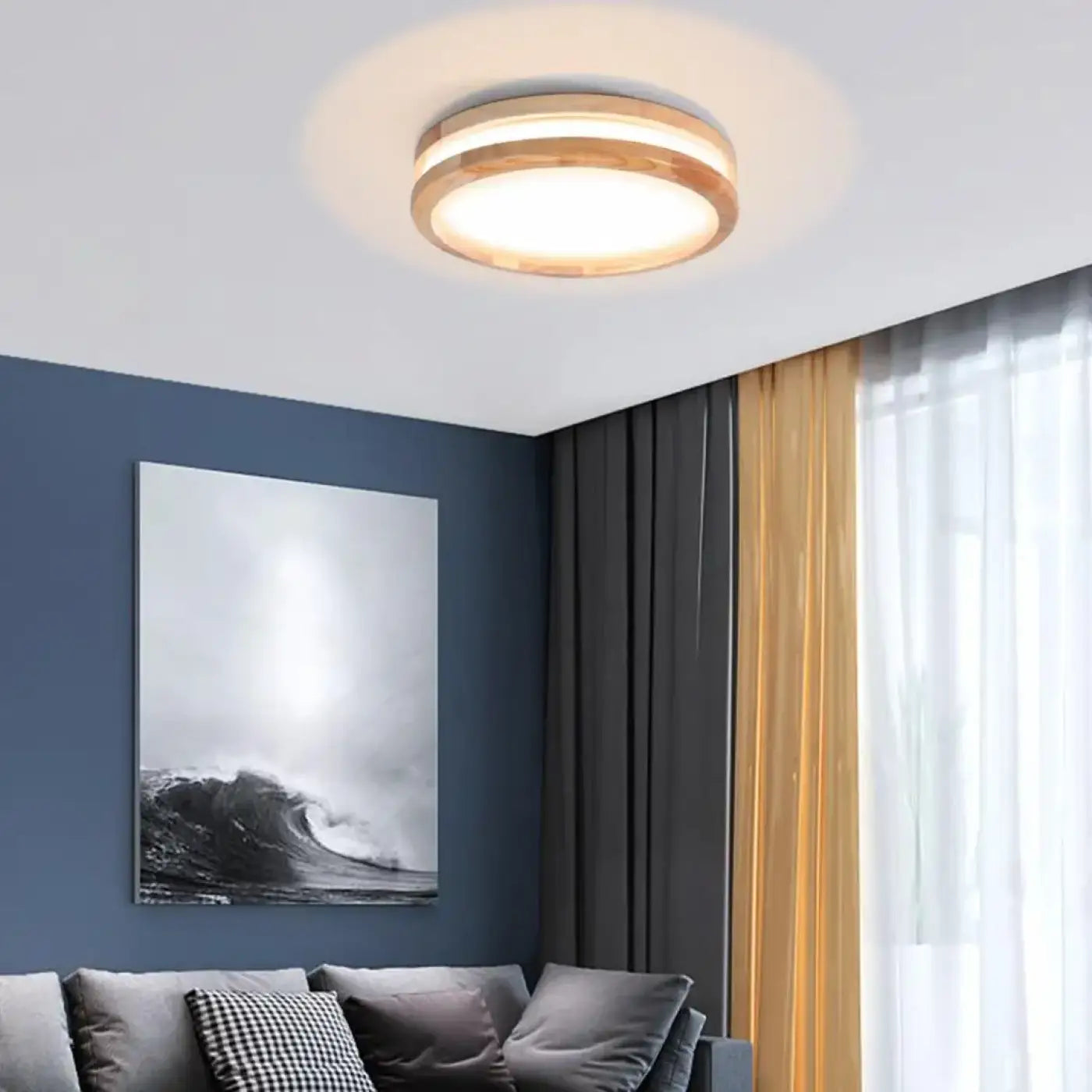 Plafonnier Rond Bois Clair LED - Dalumea - vue 3