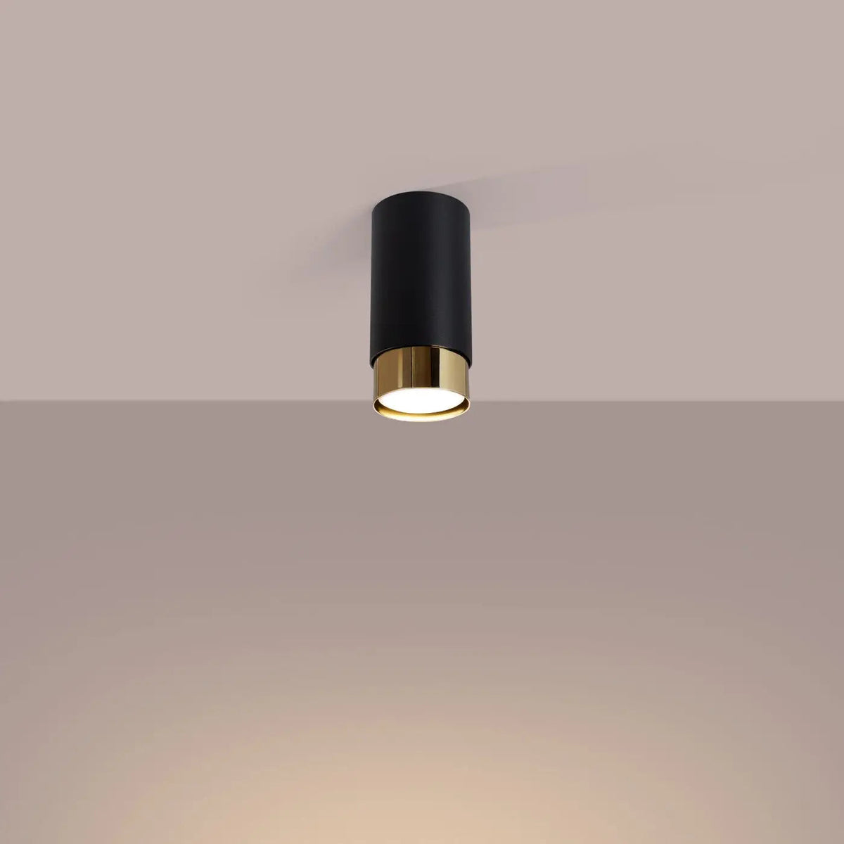Plafonnier Cylindre Noir Doré Design - Dalumea - vue 1