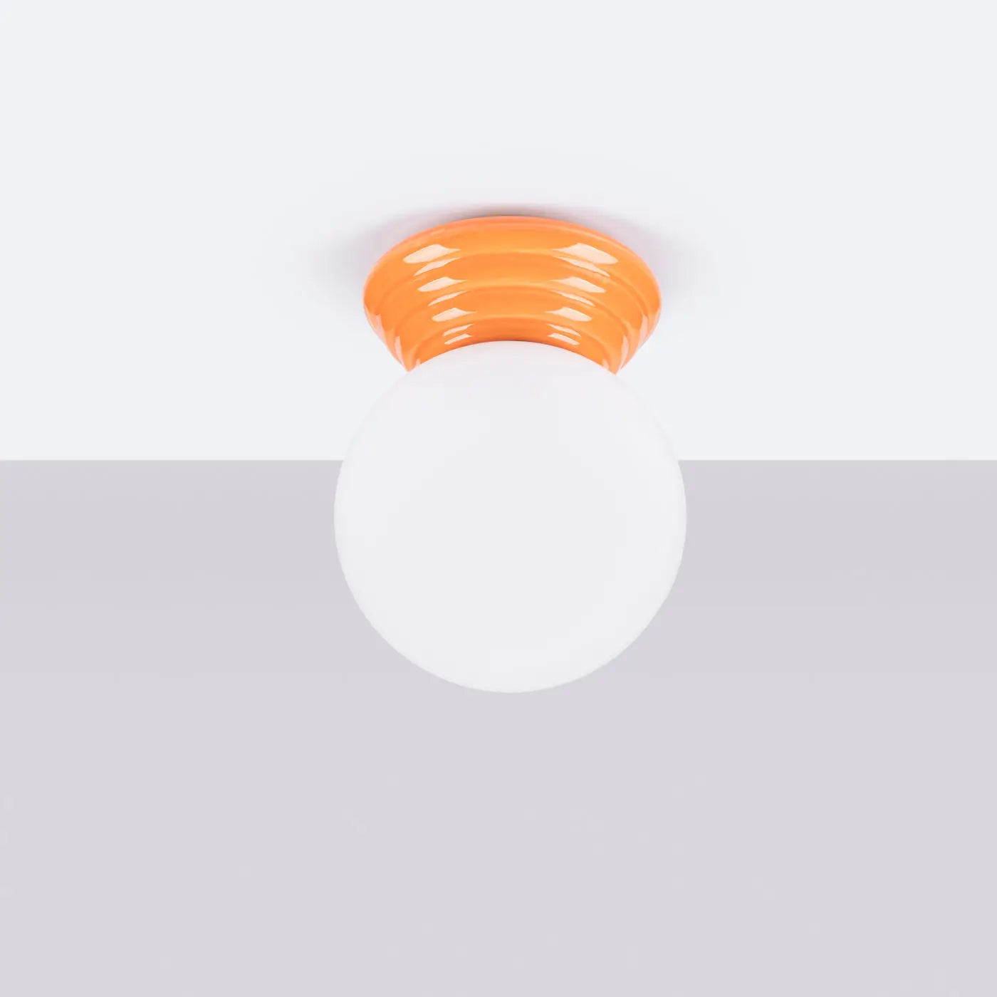 Plafonnier Boule Opaline Orange Céramique - Dalumea - vue 2