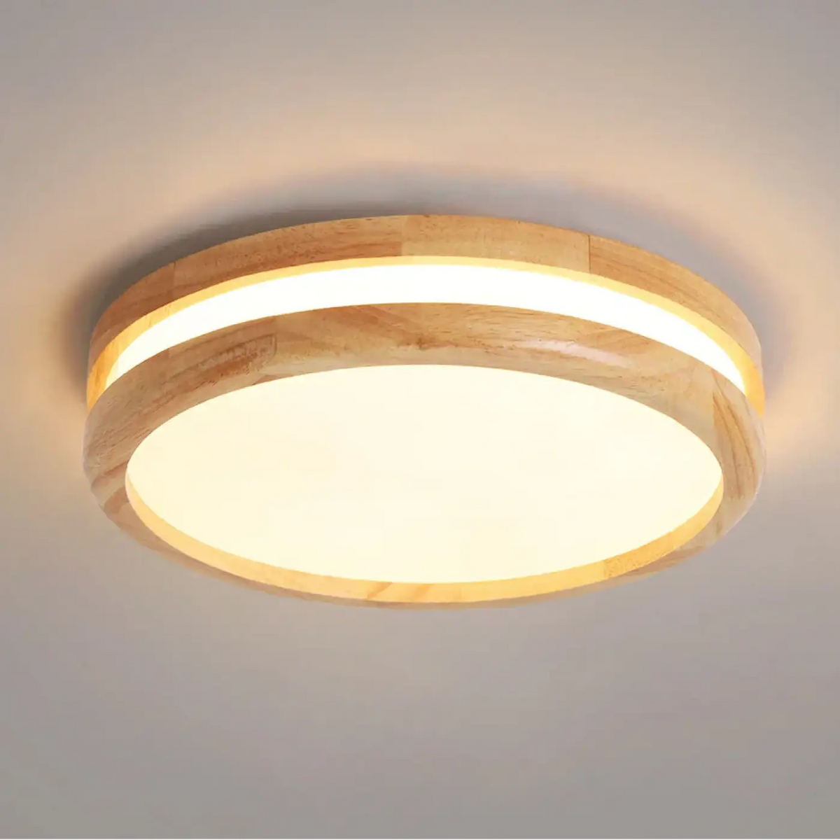 Plafonnier Rond Minimaliste Effet Bois - Dalumea - vue 3