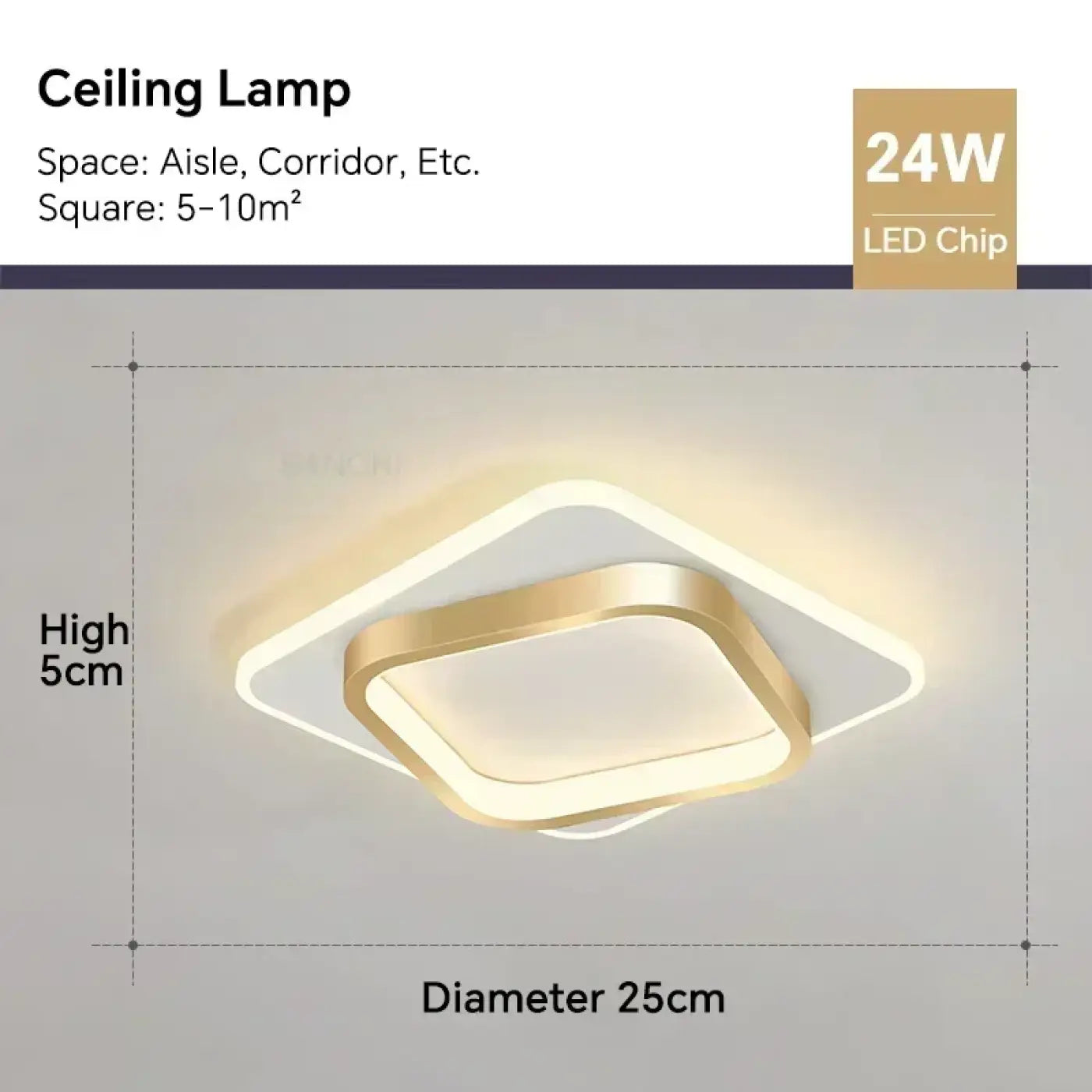 Plafonnier LED Carré Moderne - Dalumea - vue 6