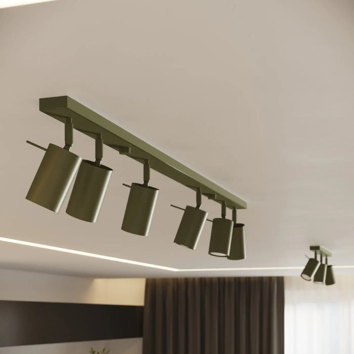 Plafonnier luminaire plafonnier design vert olive deux spots cylindriques - Dalumea - vue 11